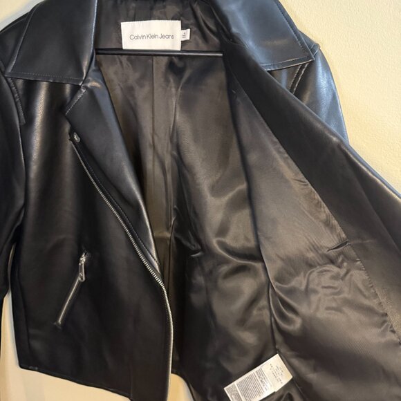 Calvin Klein Faux Leather Moto Jacket – Medium (NWT) - Picture 3 of 11